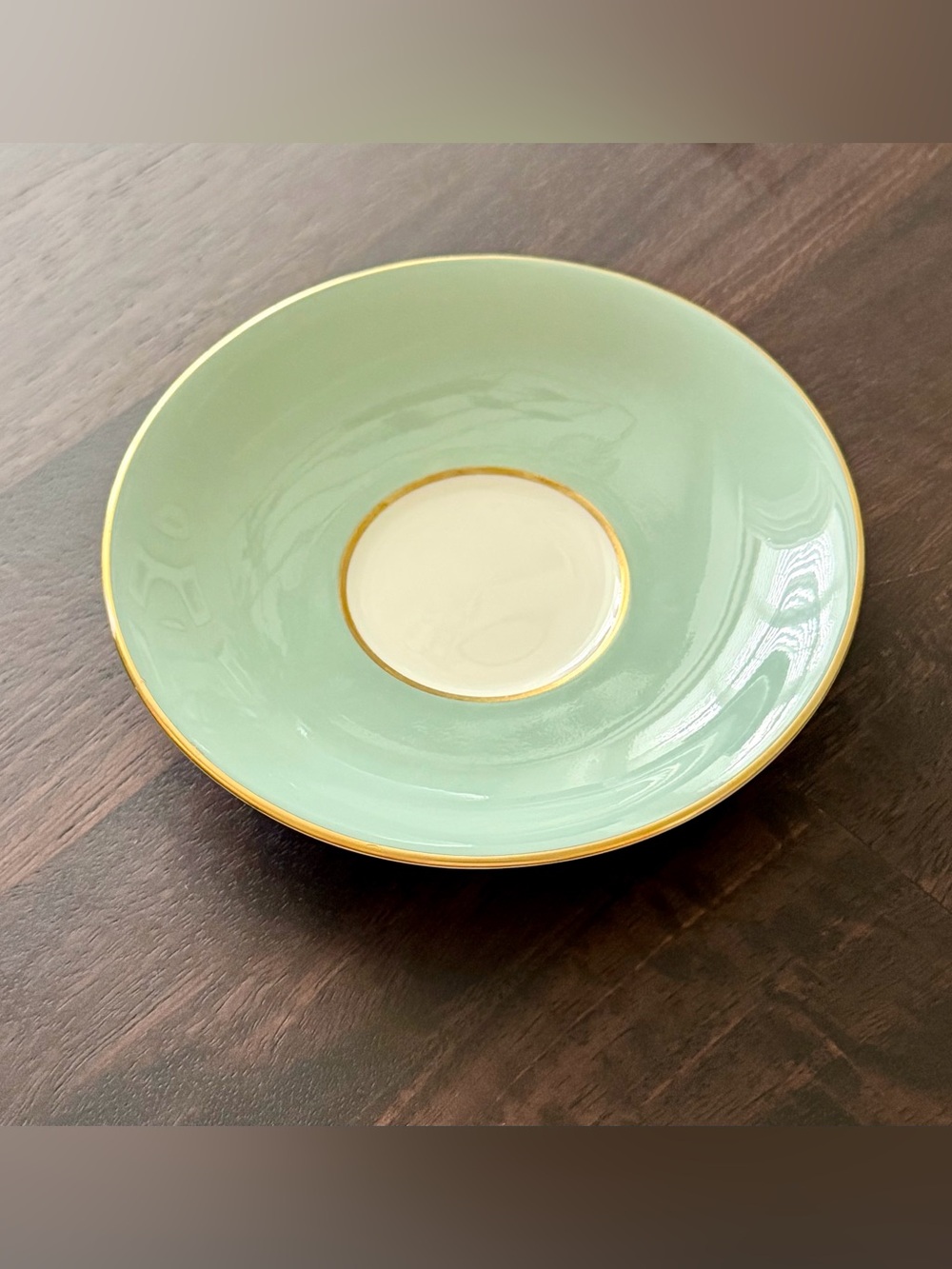 Sage/Mint Green Vintage Aynsley Saucer with Gold Trim
